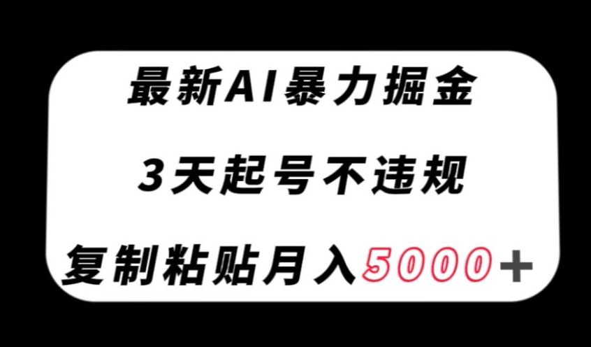 最新AI暴力掘金，3天必起号不违规，复制粘贴月入5000＋【揭秘】-林文副业站