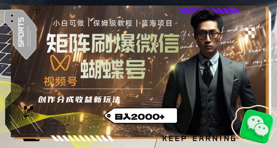 矩阵刷爆微信蝴蝶号创作者分成计划收益的新玩法，日入2000+【揭秘】-林文副业站
