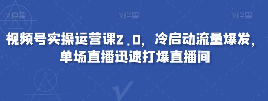 视频号实操运营课2.0，冷启动流量爆发，单场直播迅速打爆直播间-林文副业站