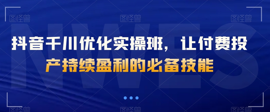 抖音千川优化实操班，让付费投产持续盈利的必备技能-林文副业站