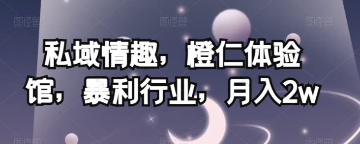 私域情趣，橙仁体验馆，暴利行业，月入2w【揭秘】-林文副业站