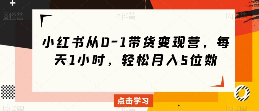 小红书从0-1带货变现营，每天1小时，轻松月入5位数-林文副业站