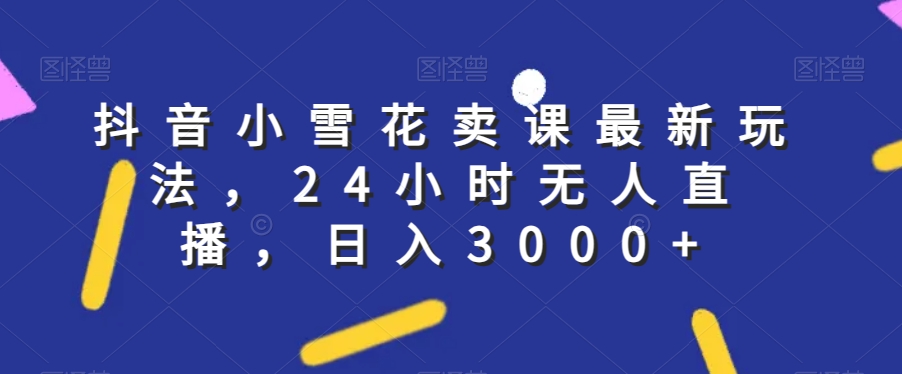 抖音小雪花卖课最新玩法，24小时无人直播，日入3000+【揭秘】-林文副业站