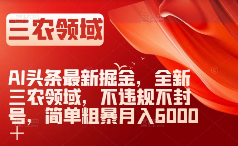 AI头条最新掘金，全新三农领域，不违规不封号，简单粗暴月入6000＋【揭秘】-林文副业站