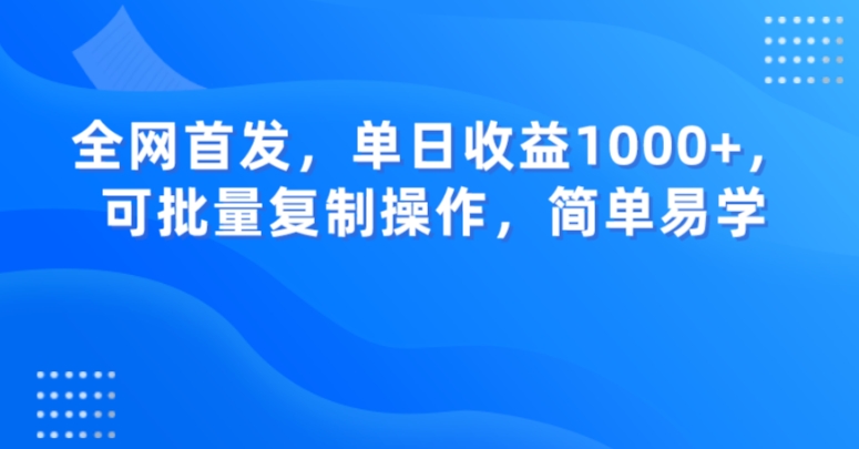 全网首发，单日收益1000+，可批量复制操作，简单易学【揭秘】-林文副业站