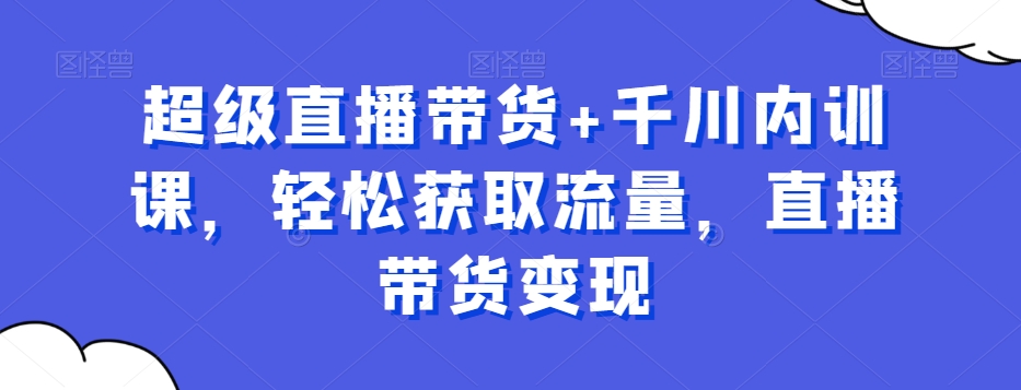 超级直播带货+千川内训课，轻松获取流量，直播带货变现-林文副业站