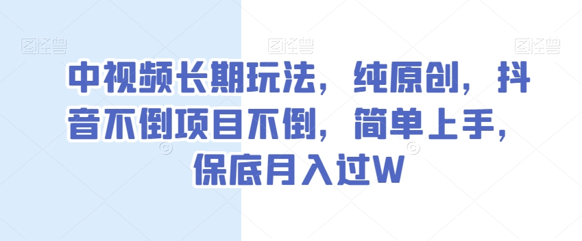 中视频长期玩法，纯原创，抖音不倒项目不倒，简单上手，保底月入过W【揭秘】-林文副业站