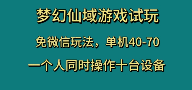 梦幻仙域游戏试玩，免微信玩法，单机40-70，一个人同时操作十台设备【揭秘】-林文副业站