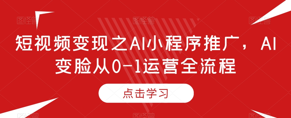 短视频变现之AI小程序推广，AI变脸从0-1运营全流程-林文副业站