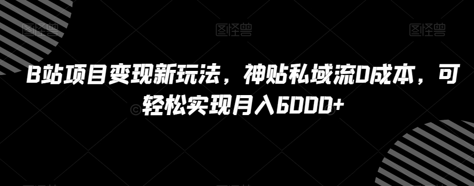 B站项目变现新玩法，神贴私域流0成本，可轻松实现月入6000+【揭秘】-林文副业站