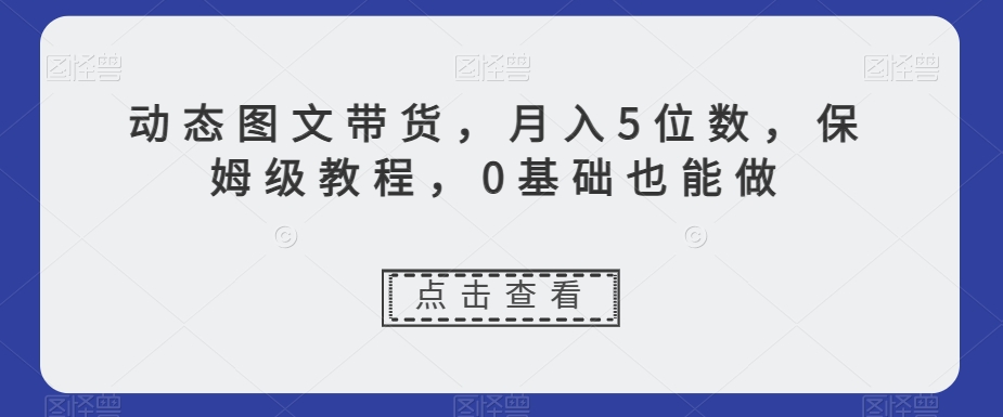 动态图文带货，月入5位数，保姆级教程，0基础也能做【揭秘】-林文副业站