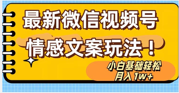 微信视频号情感文案最新玩法，小白轻松月入1万+无脑搬运【揭秘】-林文副业站