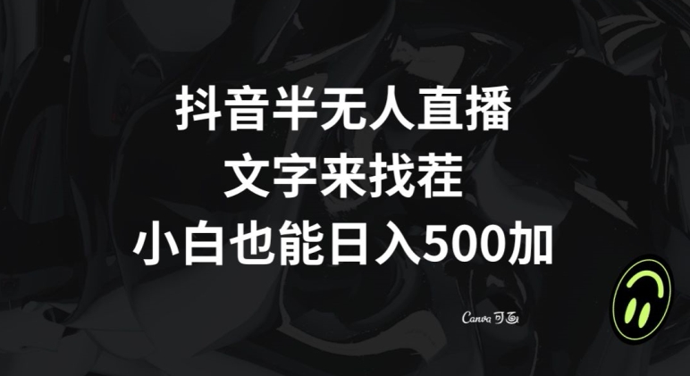 抖音半无人直播，文字来找茬小游戏，每天收益500+【揭秘】-林文副业站