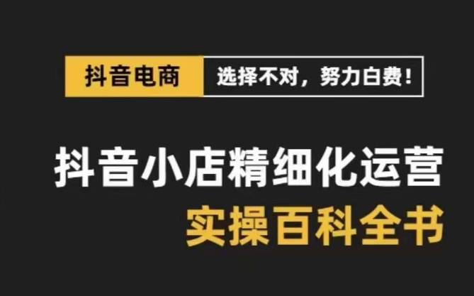 抖音小店精细化运营百科全书，保姆级运营实操讲解-林文副业站