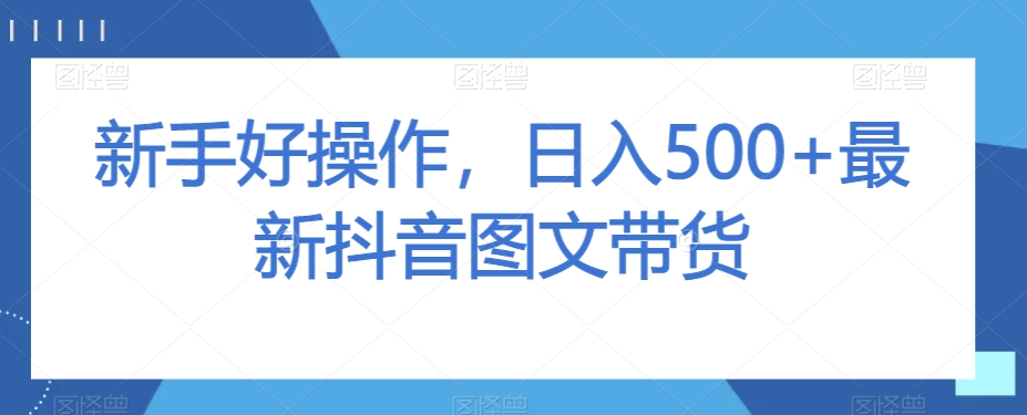 新手好操作，日入500+最新抖音图文带货【揭秘】-林文副业站