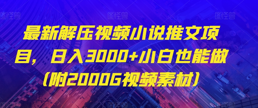 最新解压视频小说推文项目，日入3000+小白也能做（附2000G视频素材）【揭秘】-林文副业站