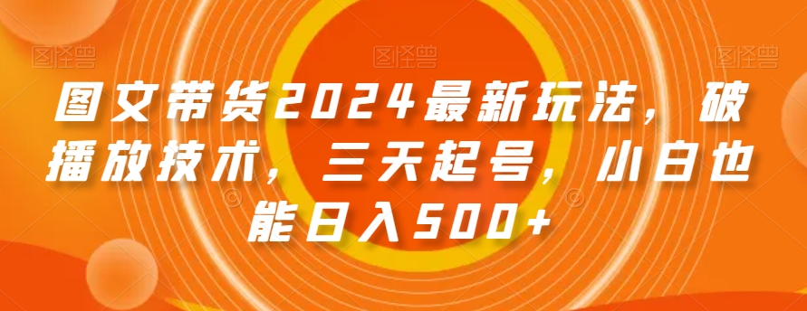 图文带货2024最新玩法，破播放技术，三天起号，小白也能日入500+【揭秘】-林文副业站