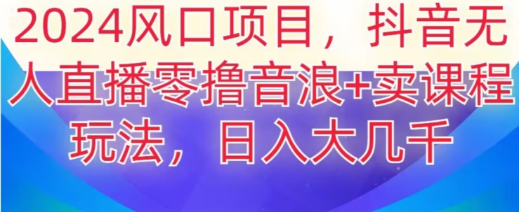 2024风口项目，抖音无人主播撸音浪+卖课程玩法，日入大几千【揭秘】-林文副业站