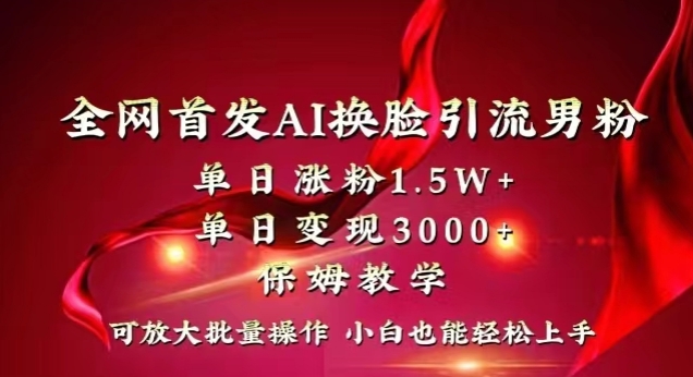 全网首发Ai换脸引流男粉，单日涨粉1.5w+，单日变现3000+，小白也能轻松上手拿结果【揭秘】-林文副业站