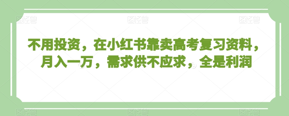 不用投资，在小红书靠卖高考复习资料，月入一万，需求供不应求，全是利润【揭秘】-林文副业站