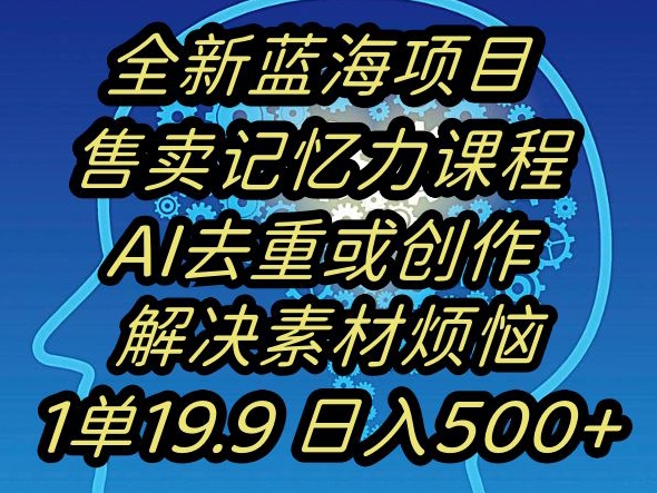 蓝海项目记忆力提升，AI去重，一单19.9日入500+【揭秘】-林文副业站
