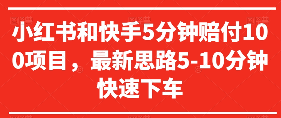 小红书和快手5分钟赔付100项目，最新思路5-10分钟快速下车【仅揭秘】-林文副业站