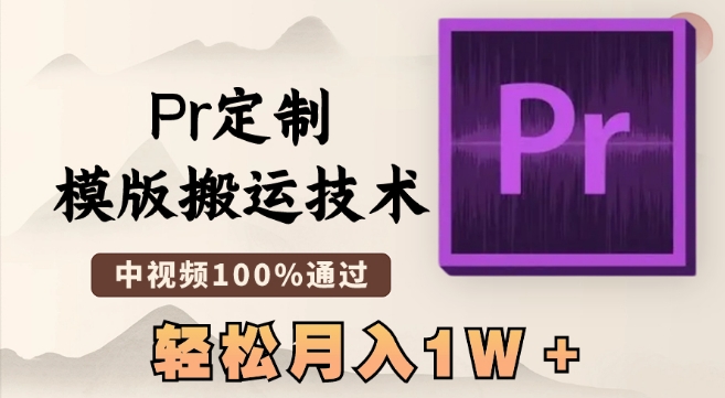 最新Pr定制模版搬运技术，中视频100%通过，几分钟一条视频，轻松月入1W＋【揭秘】-林文副业站