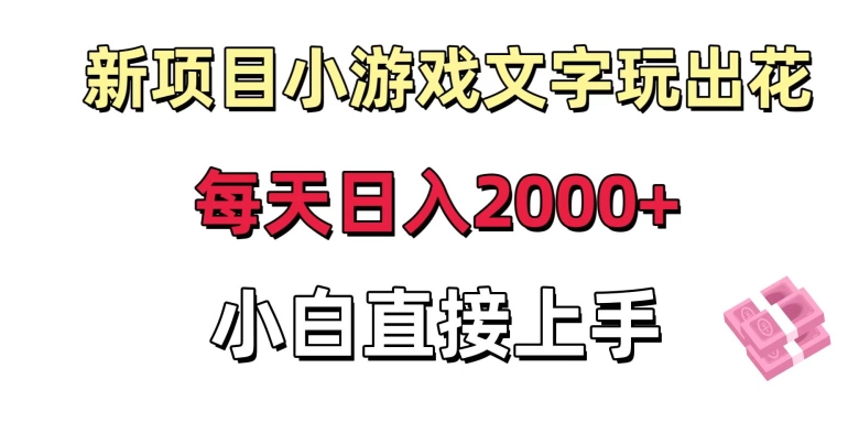 新项目小游戏文字玩出花日入2000+，每天只需一小时，小白直接上手【揭秘】-林文副业站