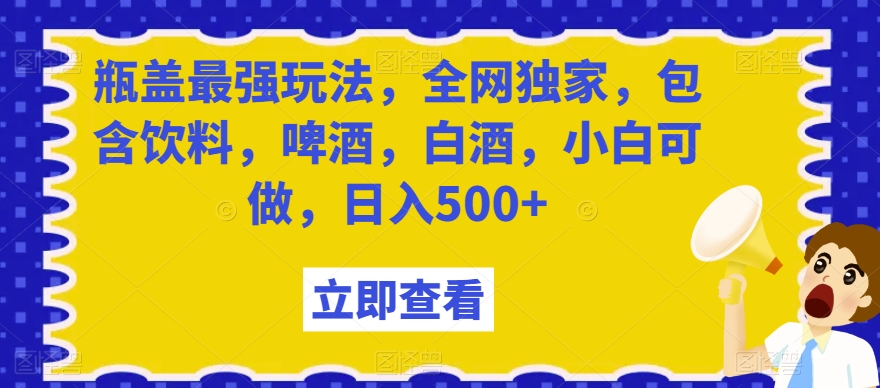 瓶盖最强玩法，全网独家，包含饮料，啤酒，白酒，小白可做，日入500+【揭秘】-林文副业站
