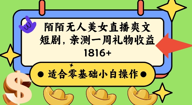 陌陌美女无人直播爽文短剧项目，亲测一个星期1800+【揭秘】-林文副业站