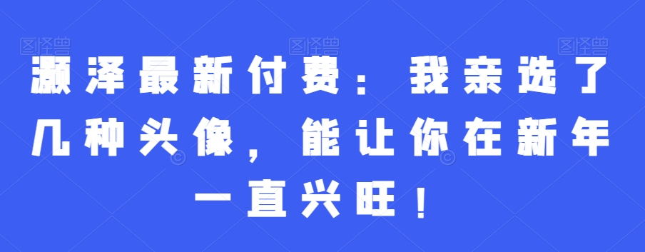 灏泽最新付费：我亲选了几种头像，能让你在新年一直兴旺！-林文副业站