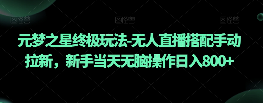 元梦之星终极玩法-无人直播搭配手动拉新，新手当天无脑操作日入800+【揭秘】-林文副业站