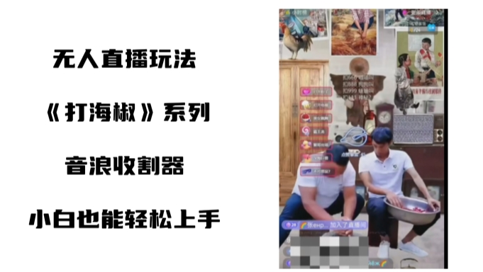 打海椒无人直播整蛊项目，小白轻松上手撸音浪收割器-林文副业站
