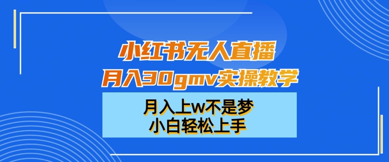 小红书无人直播月入30gmv实操教学，月入上w不是梦，小白轻松上手【揭秘】-林文副业站