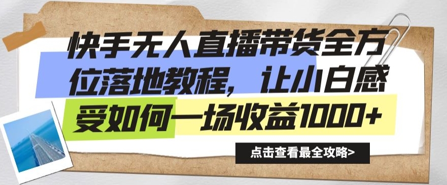 快手无人直播带货全方位落地教程，让小白感受如何一场收益1000+【揭秘】-林文副业站
