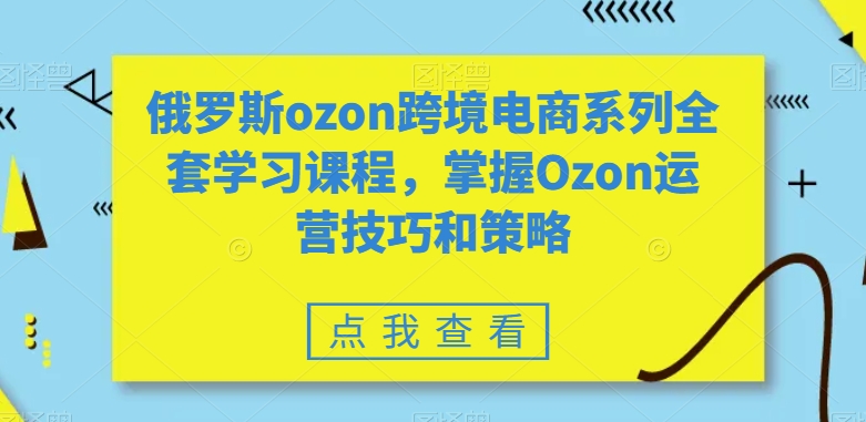 俄罗斯ozon跨境电商系列全套学习课程，掌握Ozon运营技巧和策略-林文副业站