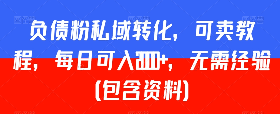 负债粉私域转化，可卖教程，每日可入2000+，无需经验（包含资料）【揭秘】-林文副业站