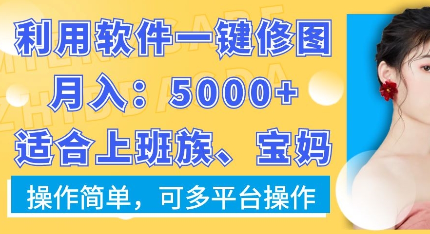 利用软件一键修图月入5000+，适合上班族、宝妈，操作简单，可多平台操作【揭秘】-林文副业站