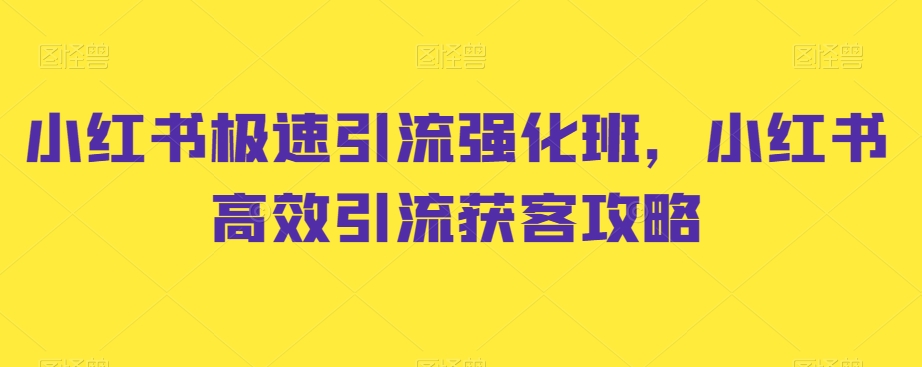 小红书极速引流强化班，小红书高效引流获客攻略-林文副业站