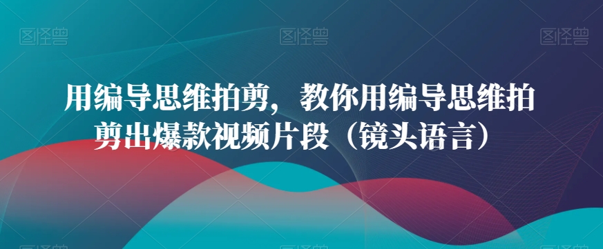 用编导思维拍剪，教你用编导思维拍剪出爆款视频片段（镜头语言）-林文副业站
