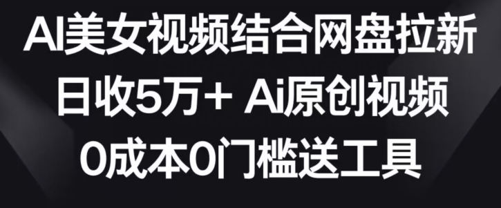 AI美女视频结合网盘拉新，日收5万+两分钟一条Ai原创视频，0成本0门槛送工具【揭秘】-林文副业站