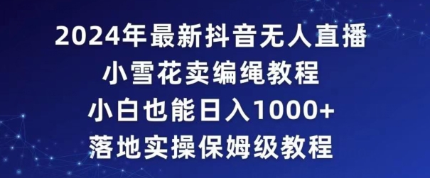 2024年抖音最新无人直播小雪花卖编绳项目，小白也能日入1000+落地实操保姆级教程【揭秘】-林文副业站