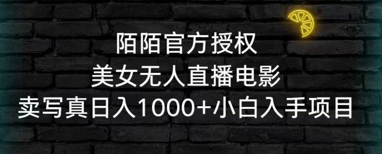 陌陌官方授权美女无人直播电影，卖写真日入1000+小白入手项目【揭秘】-林文副业站