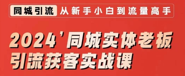 2024同城实体老板引流获客实战课，同城短视频·同城直播·实体店投放·问题答疑-林文副业站