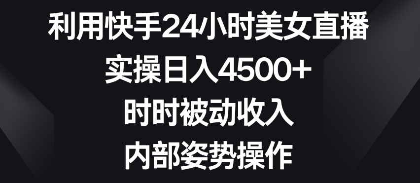 利用快手24小时美女直播，实操日入4500+，时时被动收入，内部姿势操作【揭秘】-林文副业站