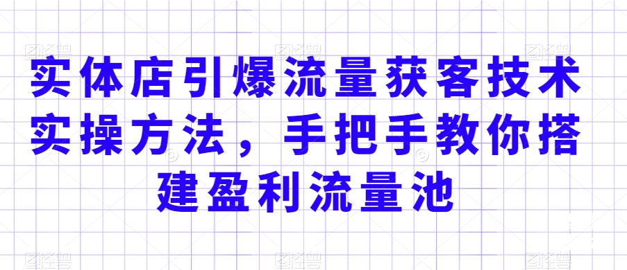 实体店引爆流量获客技术实操方法，手把手教你搭建盈利流量池，让你的生意客户裂变渠道裂变-林文副业站