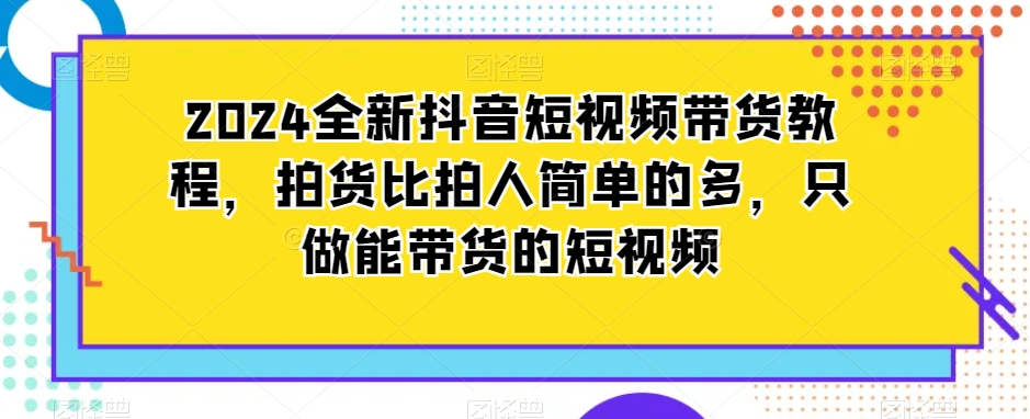 2024全新抖音短视频带货教程，拍货比拍人简单的多，只做能带货的短视频-林文副业站