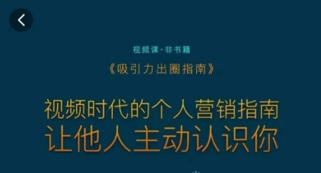 吸引力出圈指南，视频时代的个人营销指南，让他人主动认识你-林文副业站