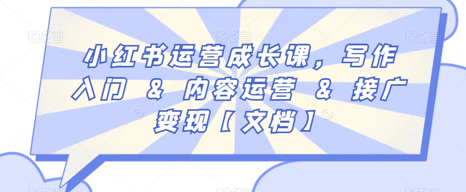 小红书运营成长课，写作入门&内容运营&接广变现【文档】-林文副业站
