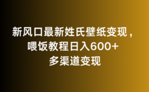新风口最新姓氏壁纸变现，喂饭教程日入600+【揭秘】-林文副业站
